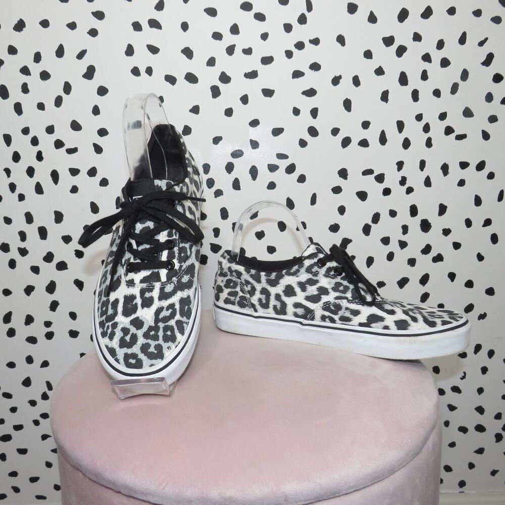 Vans White Snow Leopard Print Low Top Sneakers